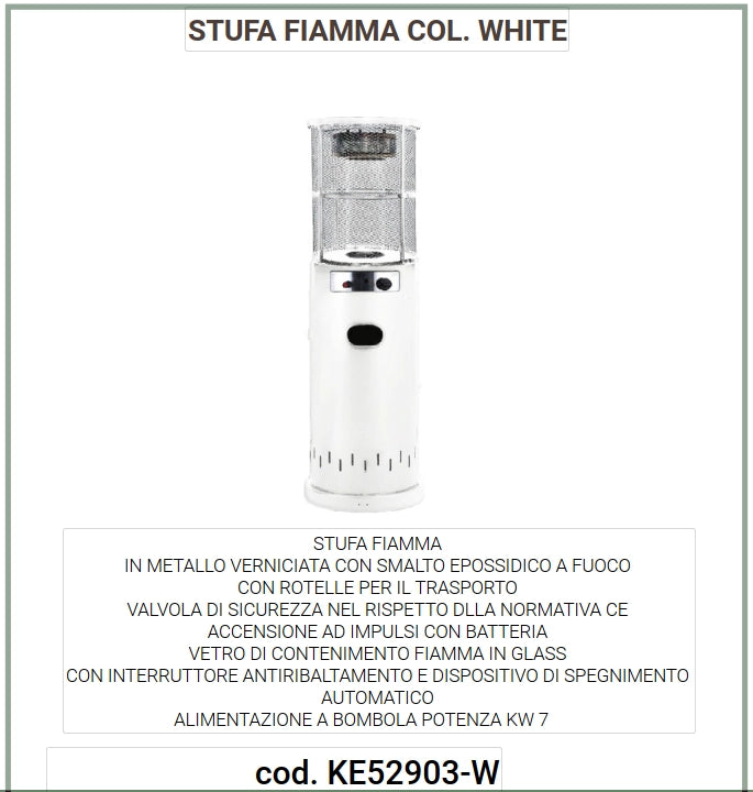 Ke grill ke52903/w stufa fiamma fungo per esterni colore bianco gas bombola trasportabile potenza 7 kw