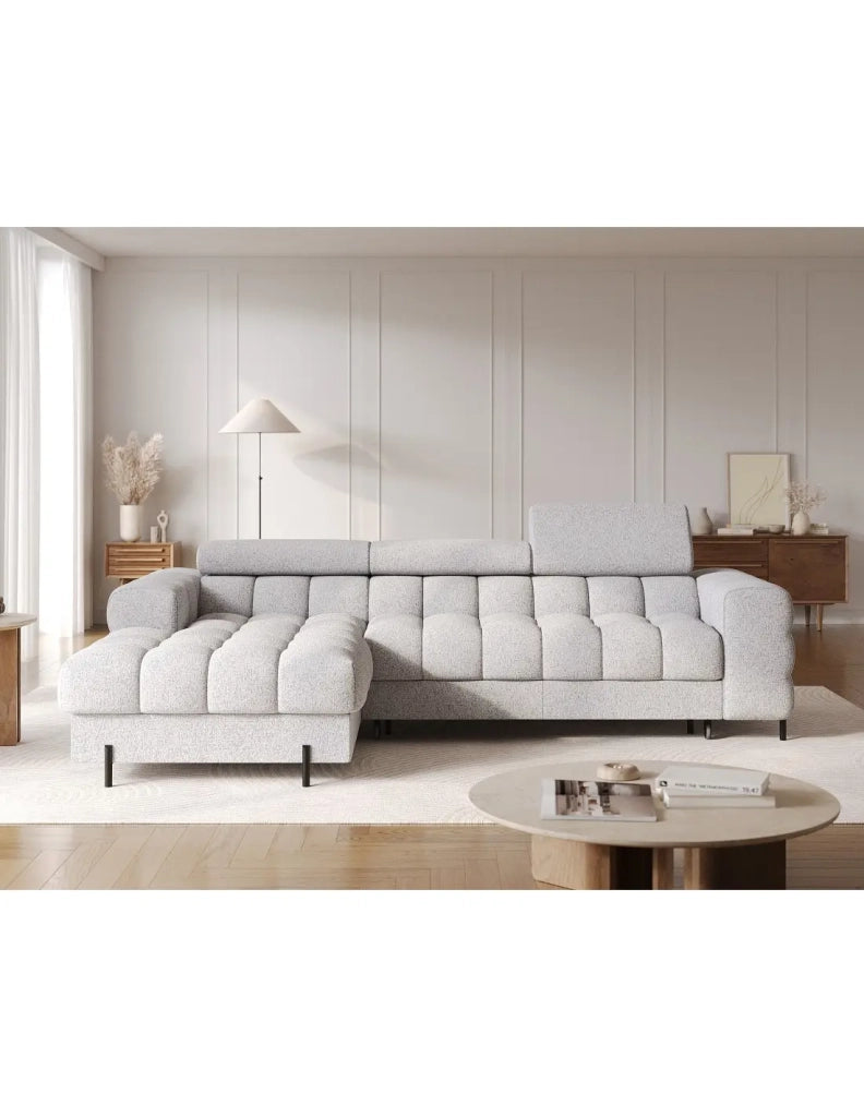 Divano angolare sinistro convertibile Grigio mélange linea moderna 285x99x181cm FILTRO