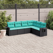 Set Divani da Giardino 6 pz con Cuscini Nero in Polyrattan 3220206