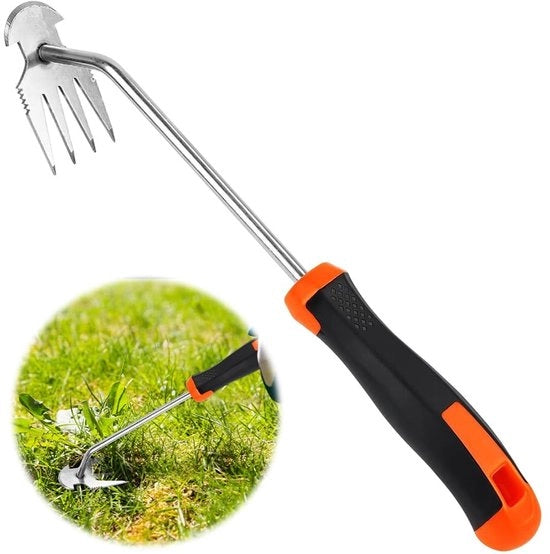 Strumento per la rimozione delle erbacce Sostenibile - Manico per la rimozione delle erbacce - Acciaio Inossidabile - Attrezzi per giardino - Lame a forma di zampa - Facile da utilizzare - Strumento per la rimozione delle erbacce