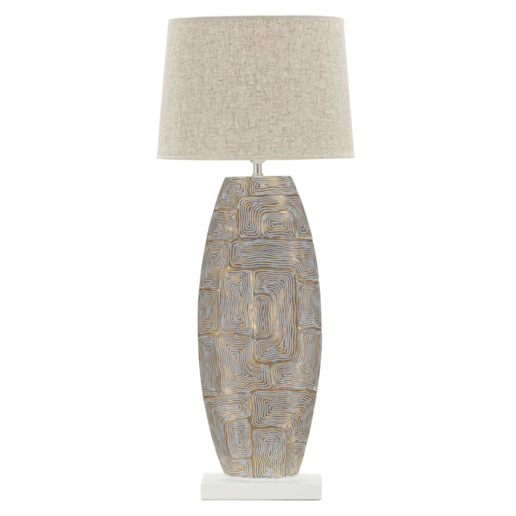 Lampada da Tavolo VKH164, Beige, Poliresina, 38x38x90 cm
