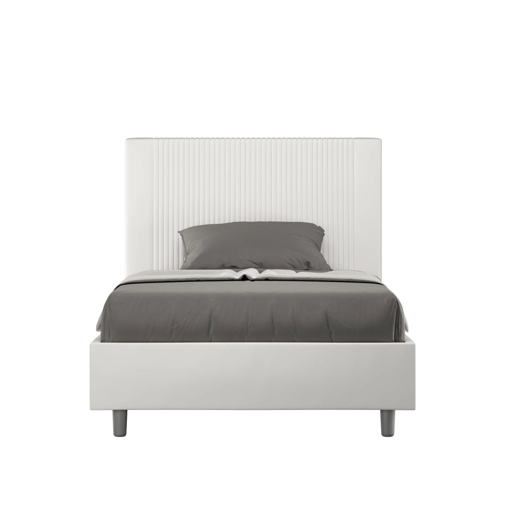 Letto Matrimoniale 160x210 cm con Rete e Contenitore Goya Bianco