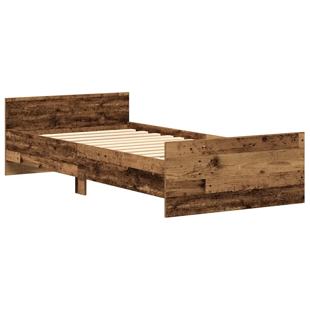 Letto singolo | Letto per adulti | Giroletto senza Materasso Legno Antico 75x190 cm in Truciolato