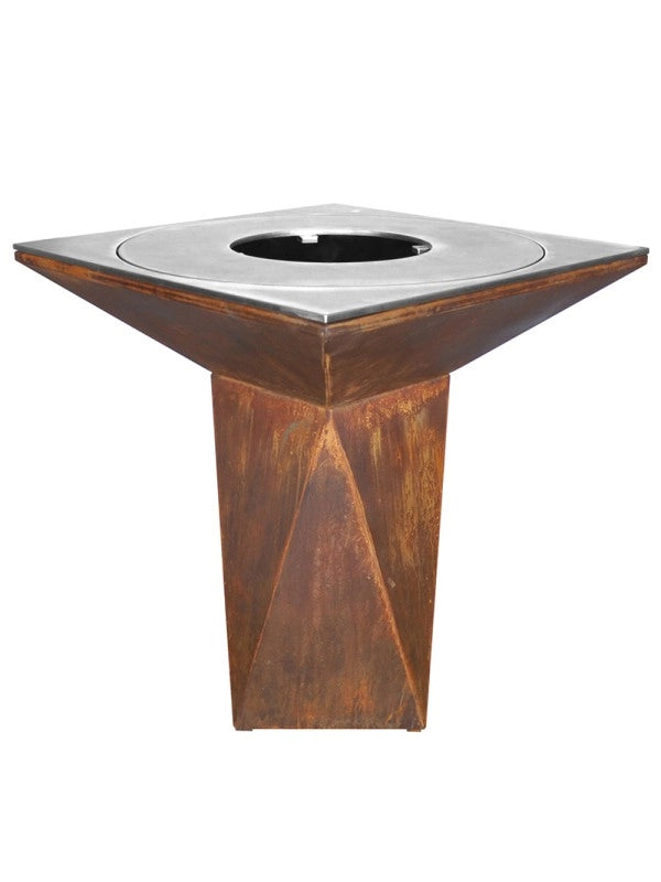 Braciere da giardino, Barbecue con foro per wok e griglia con gambe in acciaio - G1 corten