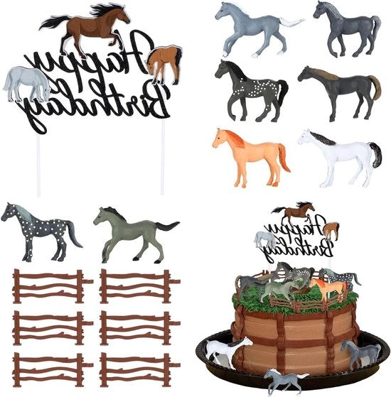 Decorazione per torta da cavallo - 15 pezzi per decorare torte di compleanno - recensione di un cancello da cavallo realistico - feste di cavallo - tema di compleanno.