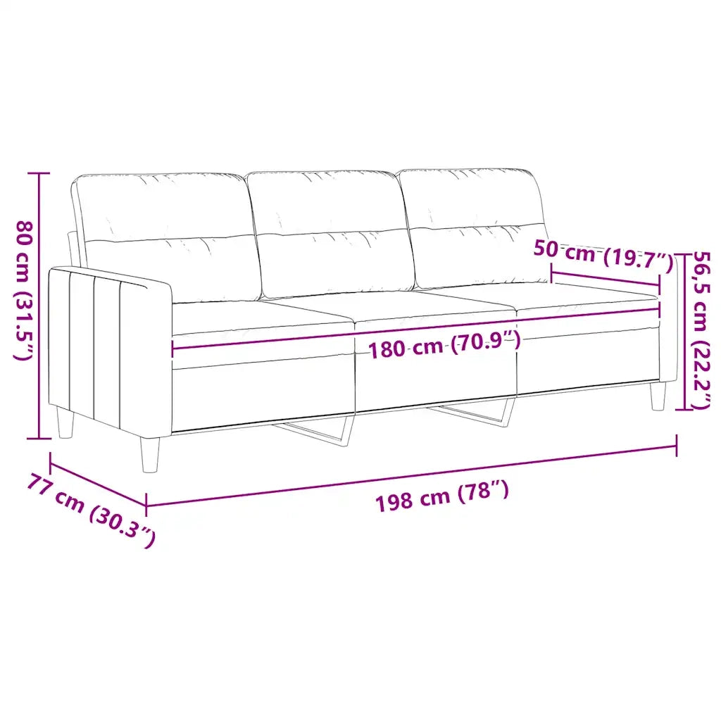 Divano a 3 Posti Marrone 180 cm in Tessuto 359246