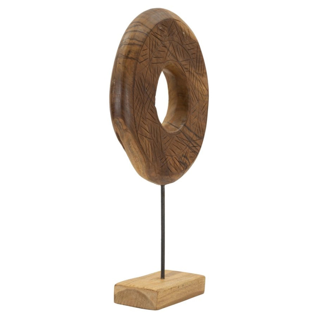 Scultura Cerchi 36, Marrone, Legno, 35x10x58 cm