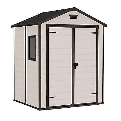 Keter MANOR 6X5 Casetta da giardino in resina doppia porta tetto a due falde 185x152x226 cm colore Beige