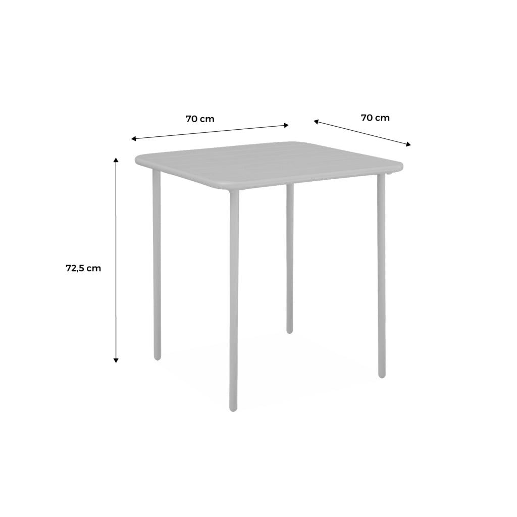 Tavolo da giardino in metallo 2 posti, 70cm, beige