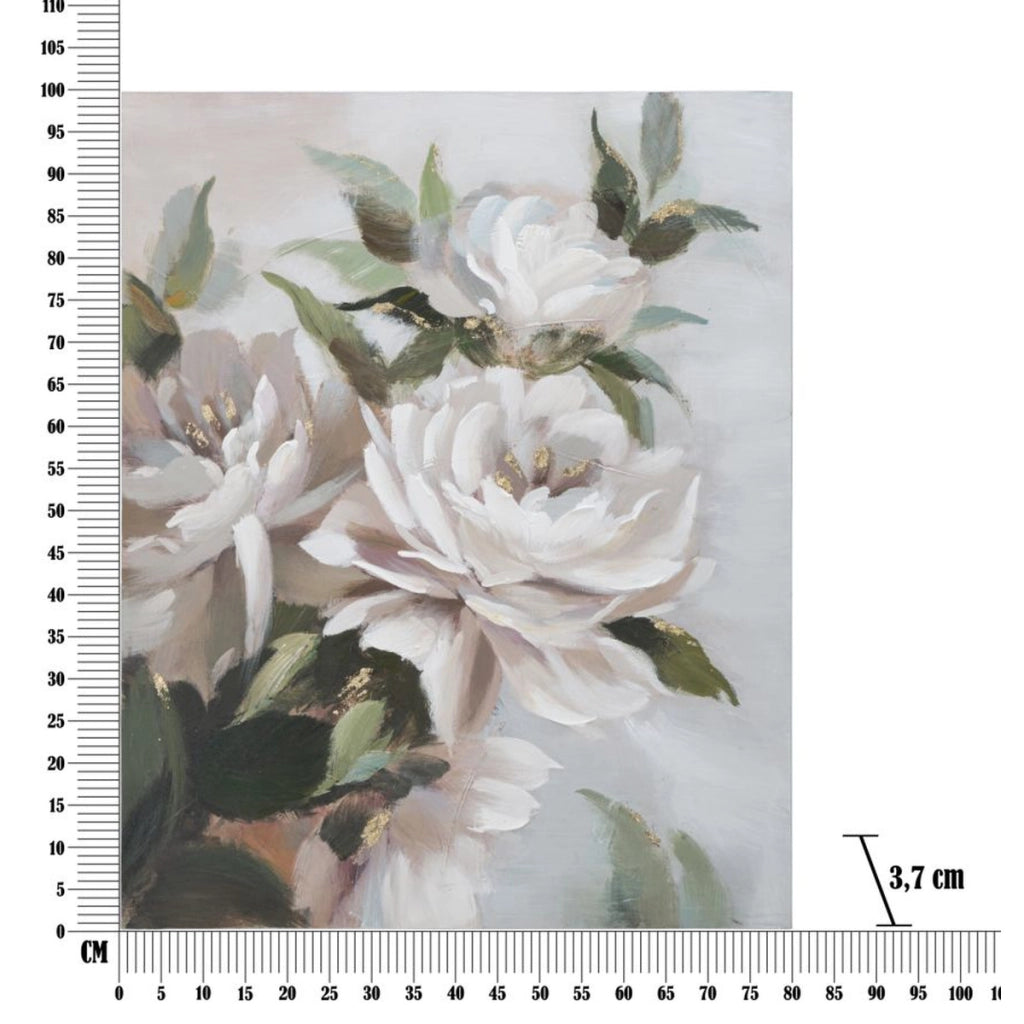 Stampa su Tela Fiori 67, Multicolore, Legno, 100x3,7x80 cm