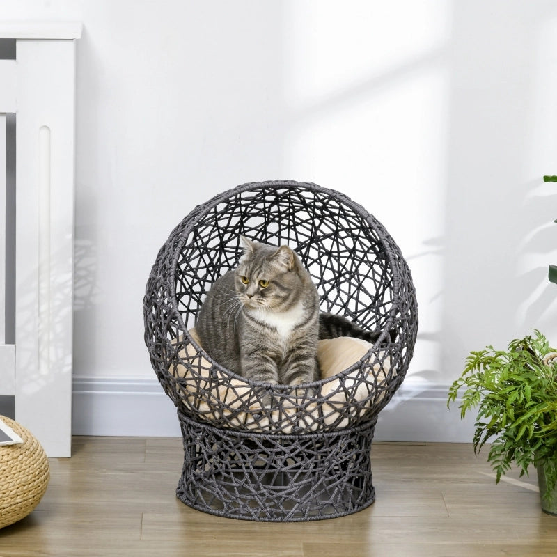 Cestino per gatti, cuccia per gatti con cuscino incluso, 2 pezzi, 50 cm x 50 cm x 60 cm, antracite
