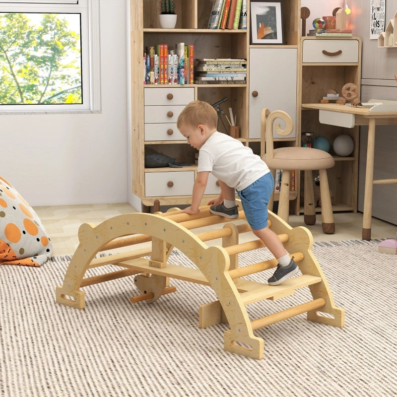 ARCO ARRAMPICATA 2 in 1 110x52x45 cm Legno Naturale per bambini 2-4 anni