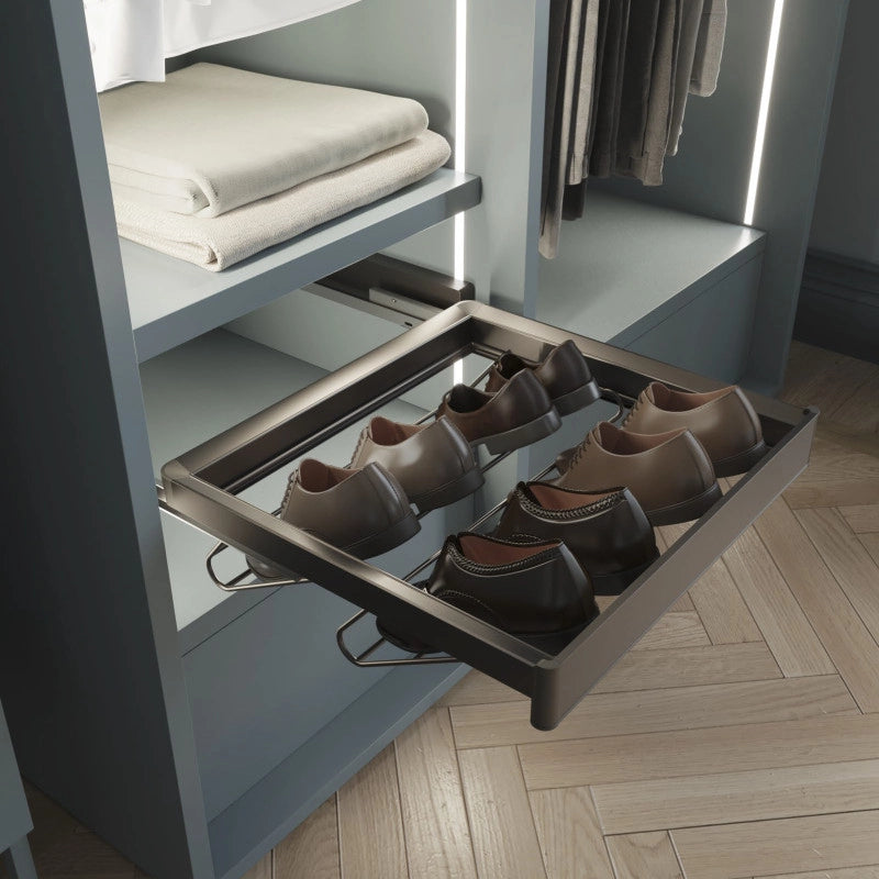Emuca Cassetto in filo metallico per armadi e cabine armadio Quartz, 740mm (M90), Acciaio, Titanio