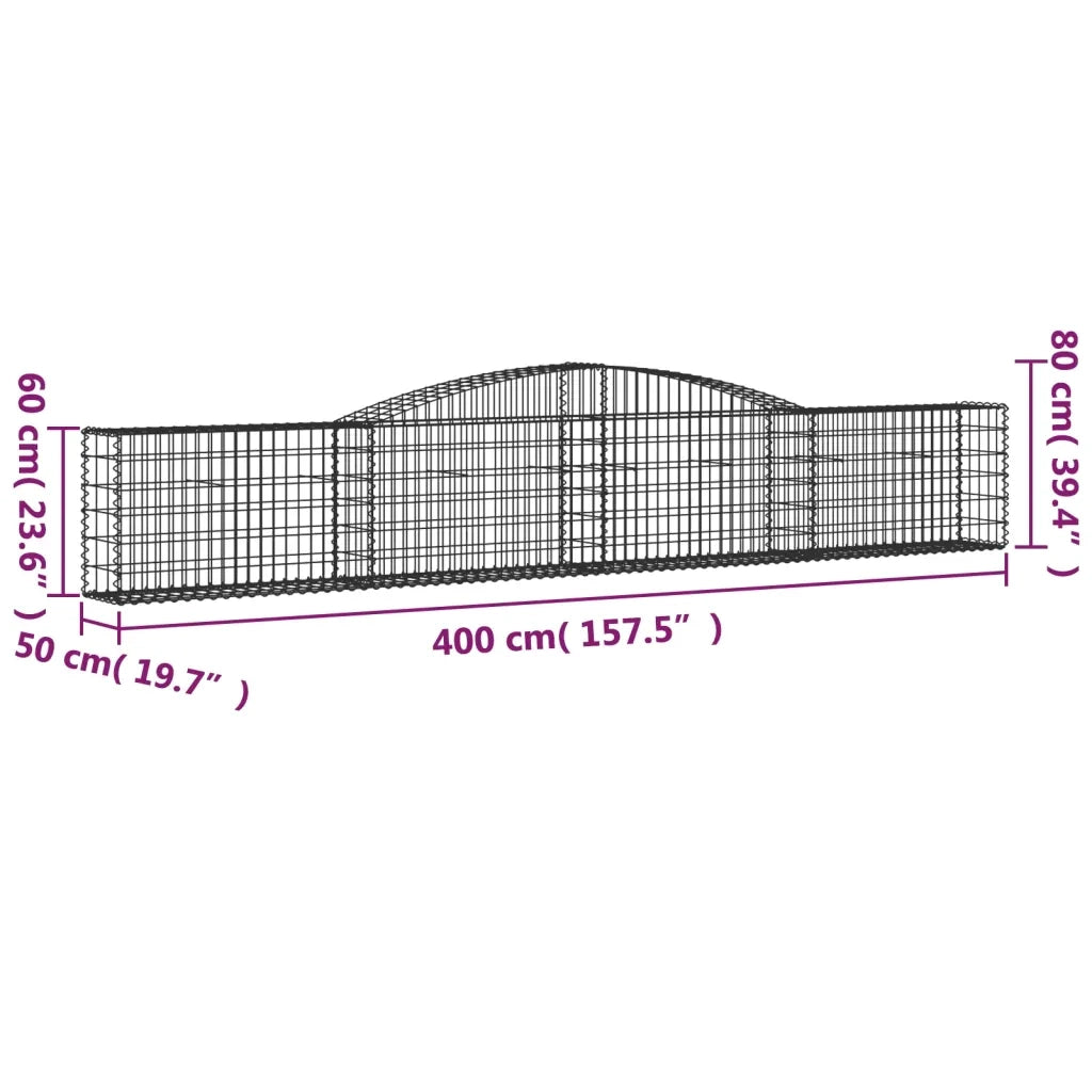 Cesto Gabbione ad Arco 400x50x60/80 cm Ferro Zincato
