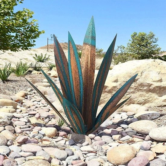 Scultura di Meta con Foglia di Agave per Giardino Rustico, 27cm, Progetto Fai da Te