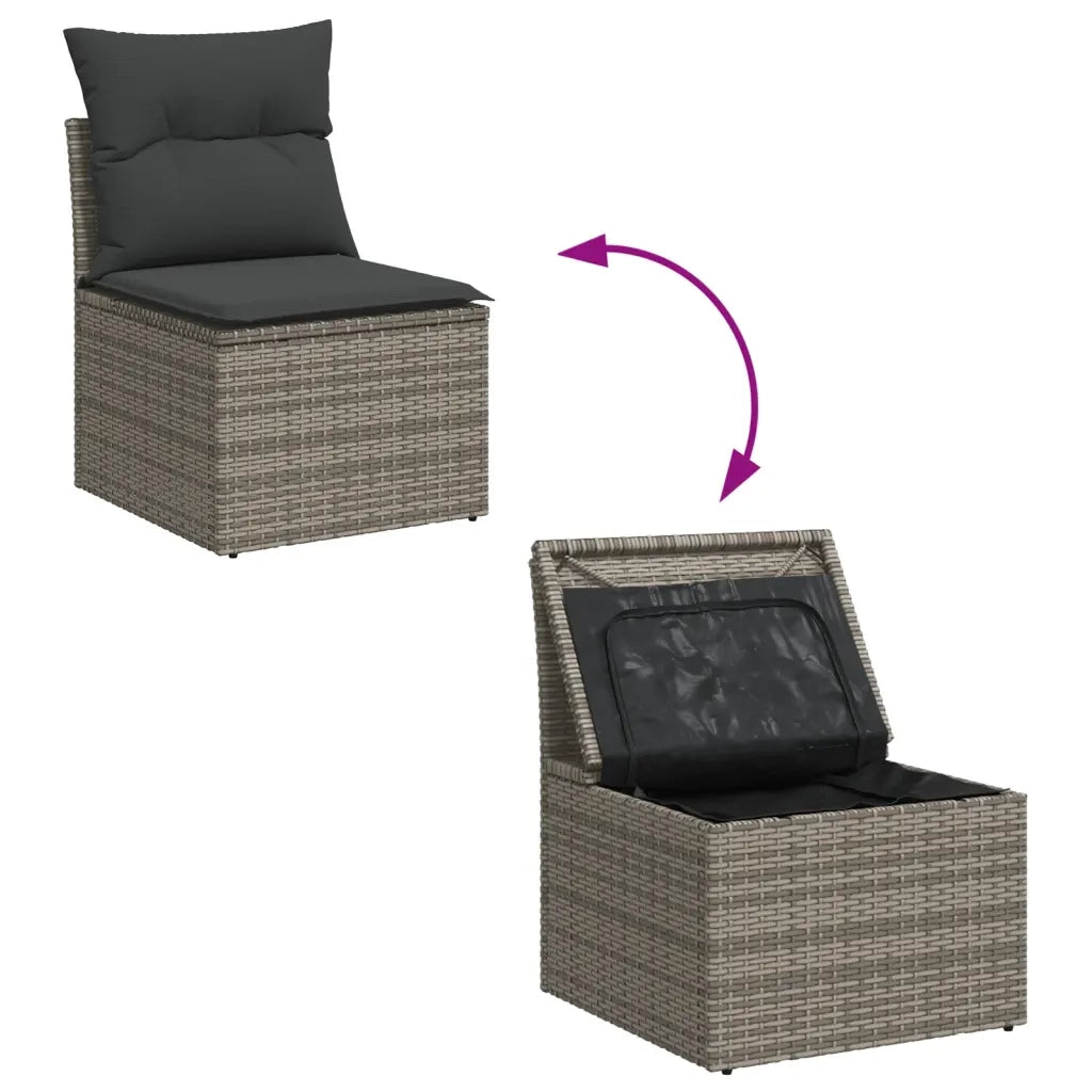 Set Divano da Giardino 8 pz con Cuscini Grigio in Polyrattan 3256368