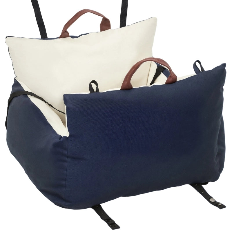 Seggiolino auto per cani, 2 cinghie, rivestimenti lavabili, per animali di peso inferiore a 5 kg, blu