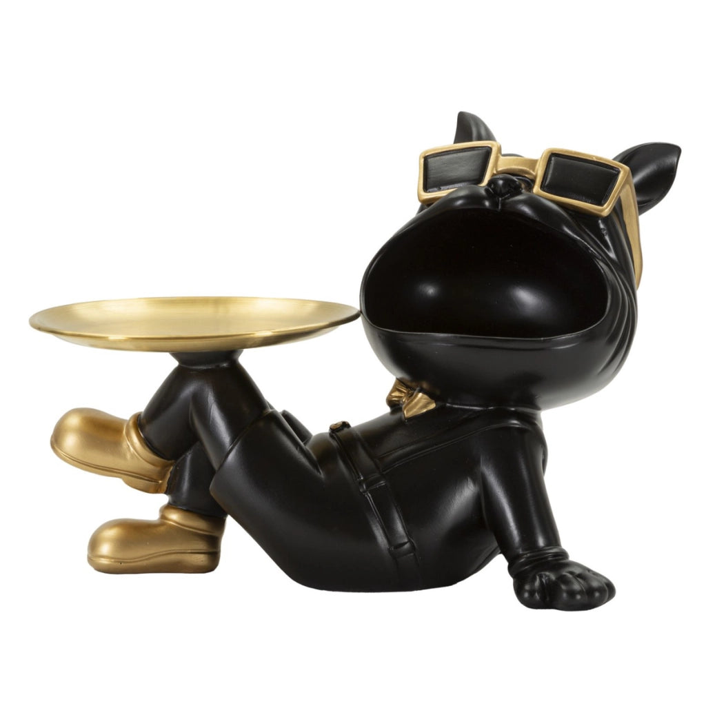 Vassoio Cane 18, Nero, Poliresina, 27x17x18,5 cm