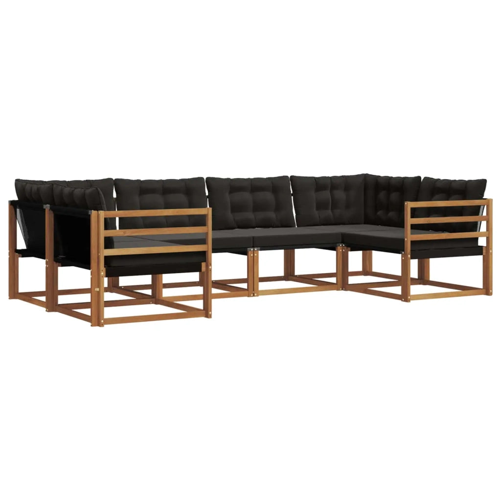 Set di divani da esterno con cuscino 6 pcs Naturale e Nero 3369783