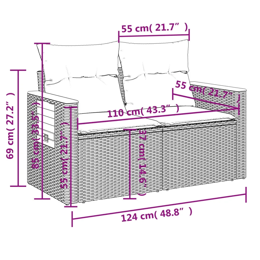 Set Divano da Giardino 6 pz con Cuscini Grigio in Polyrattan 3226858