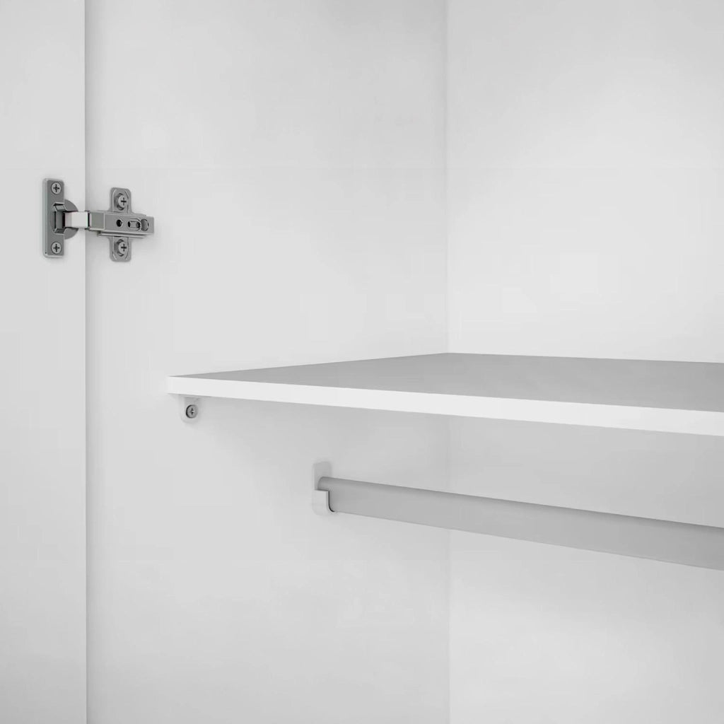 Armadietto Multiuso Con 2 Ante Battenti Mobile Salvaspazio Design Moderno Con Vano Barra Appendiabiti E Ripiani Per Camera Da Letto Ingresso Lavanderia 77.6 X 49.52 X 175.4 Cm Bianco