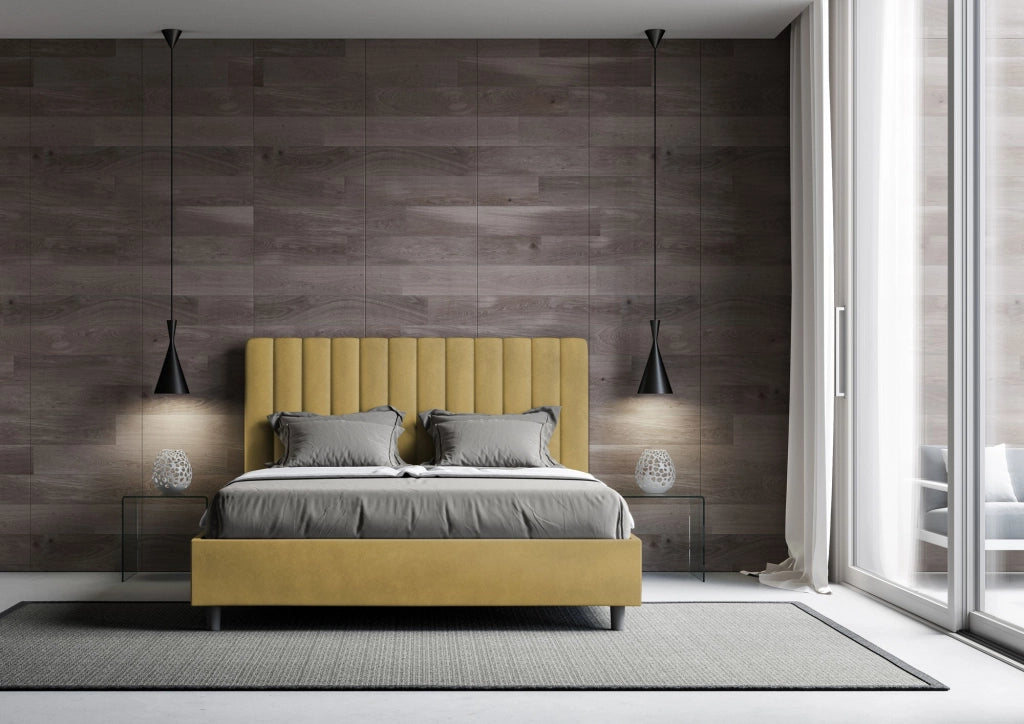 ityhome Letto matrimoniale king size con rete imbottito 170x190 microfibra azzurro Agueda