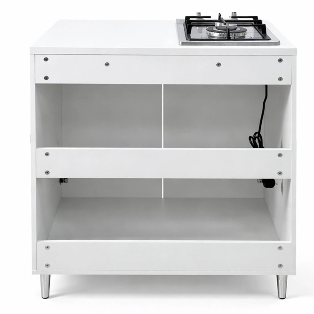 Cucina Completa 80x60x85cm Bianco Piano Cottura 2 Fuochi con Piastre in Ghisa
