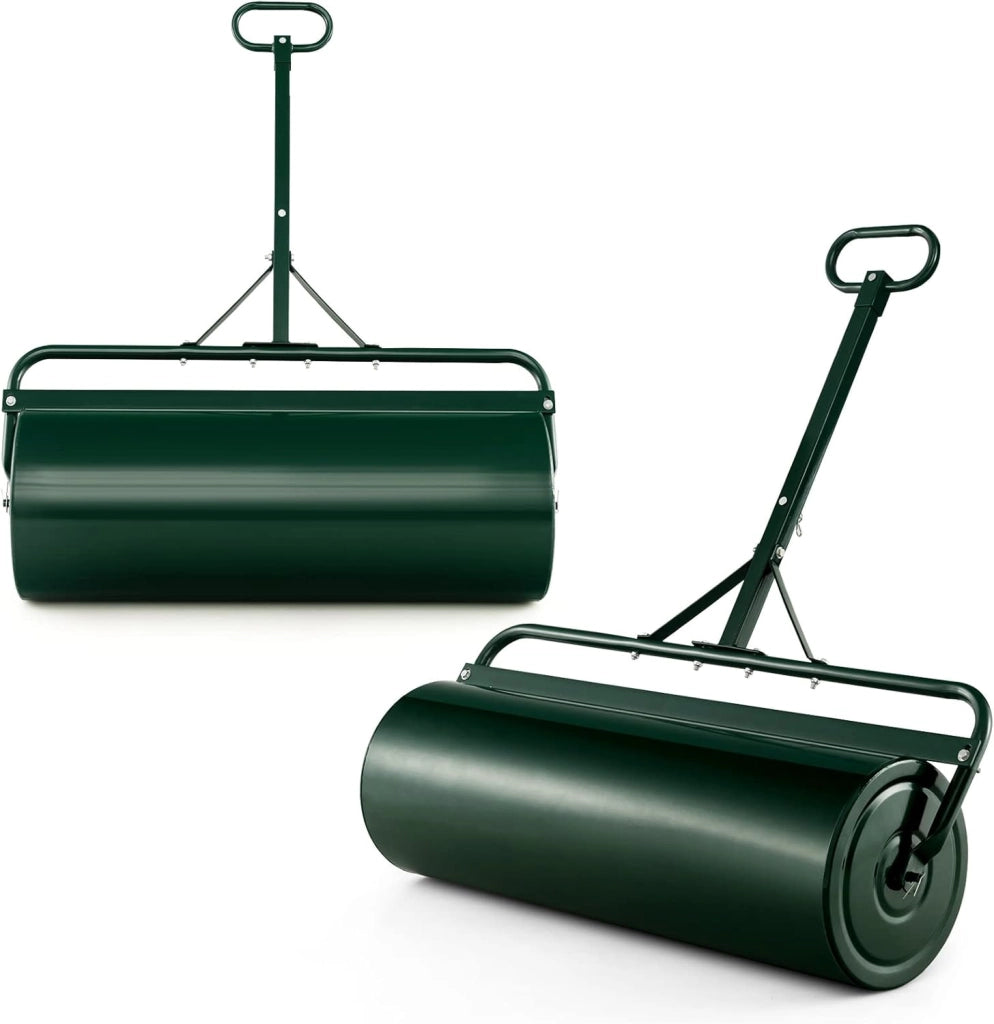 Rullo da Giardino per Prato 113 L 90 x 40 cm, Rullo per Prato in Metallo Riempibile di Acqua/Sabbia con Manico Antiscivolo, Ideale per Cortile, Parco e Fattoria (Verde)