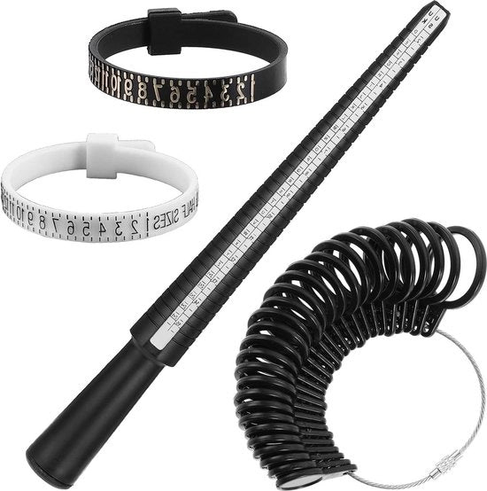 Set di misuratori di diametro di anello - 6 pezzi - set di linie morbide - modello di anello - scala di misura - filo di rame trasparente - set di modelli di diametro di anello - misura del diametro di anello - misura standard UK EU VS