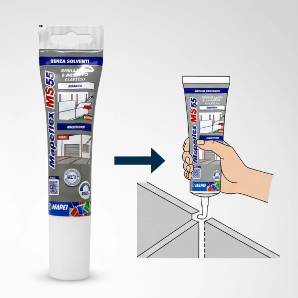 Adesivo sigillante elastico multifunzione mapeflex ms 55 *** colore- bianco - 100, confezione 1
