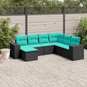 Set Divani da Giardino 7 pz con Cuscini Nero in Polyrattan 3222896