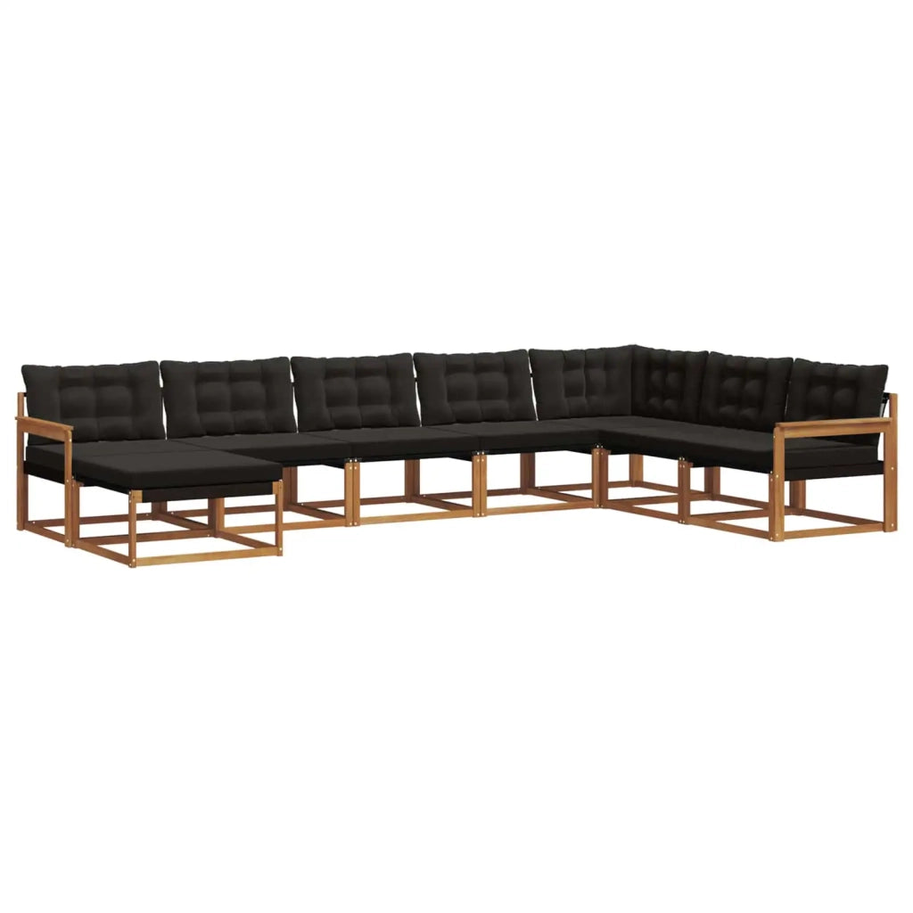 Set di divani da esterno con cuscino 8 pcs Naturale e Nero 3369739