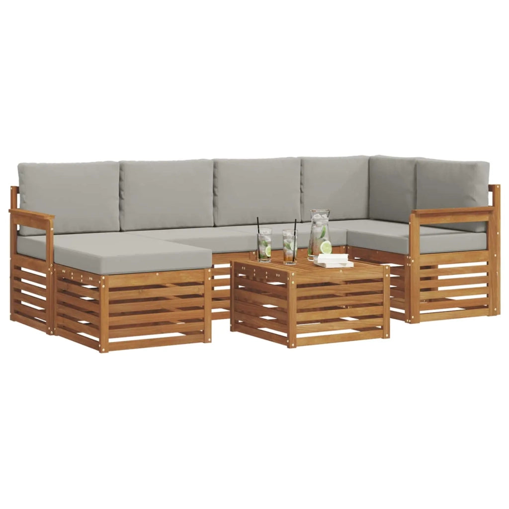Set divano sezionale con cuscino 7 pcs Grigio Naturale e Chiaro 3375116
