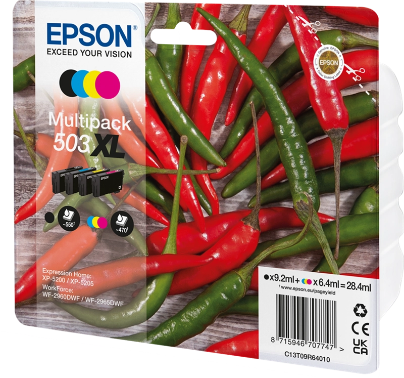 Epson 503XL cartuccia d'inchiostro 4 pz Originale Resa elevata (XL) Nero, Ciano, Magenta, Giallo