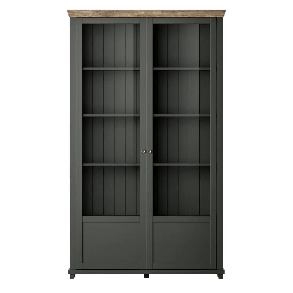 Set di 4 mobili per sala da pranzo color verde e rovere. Collezione ASSIA