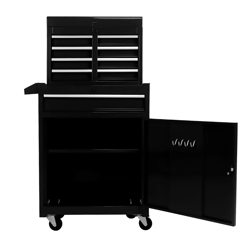 Mobile contenitore con 5 cassetti e ruote in acciaio nero per garage e officina 56,5 × 32,5 × 68 cm