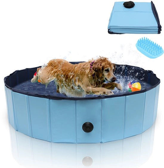 Bagnetto per cani pieghevole, Piscina per cani sostenibile, Antiscivolo & Spazievolutivo, Interno ed Esterno, Ø 120 cm x H 30 cm