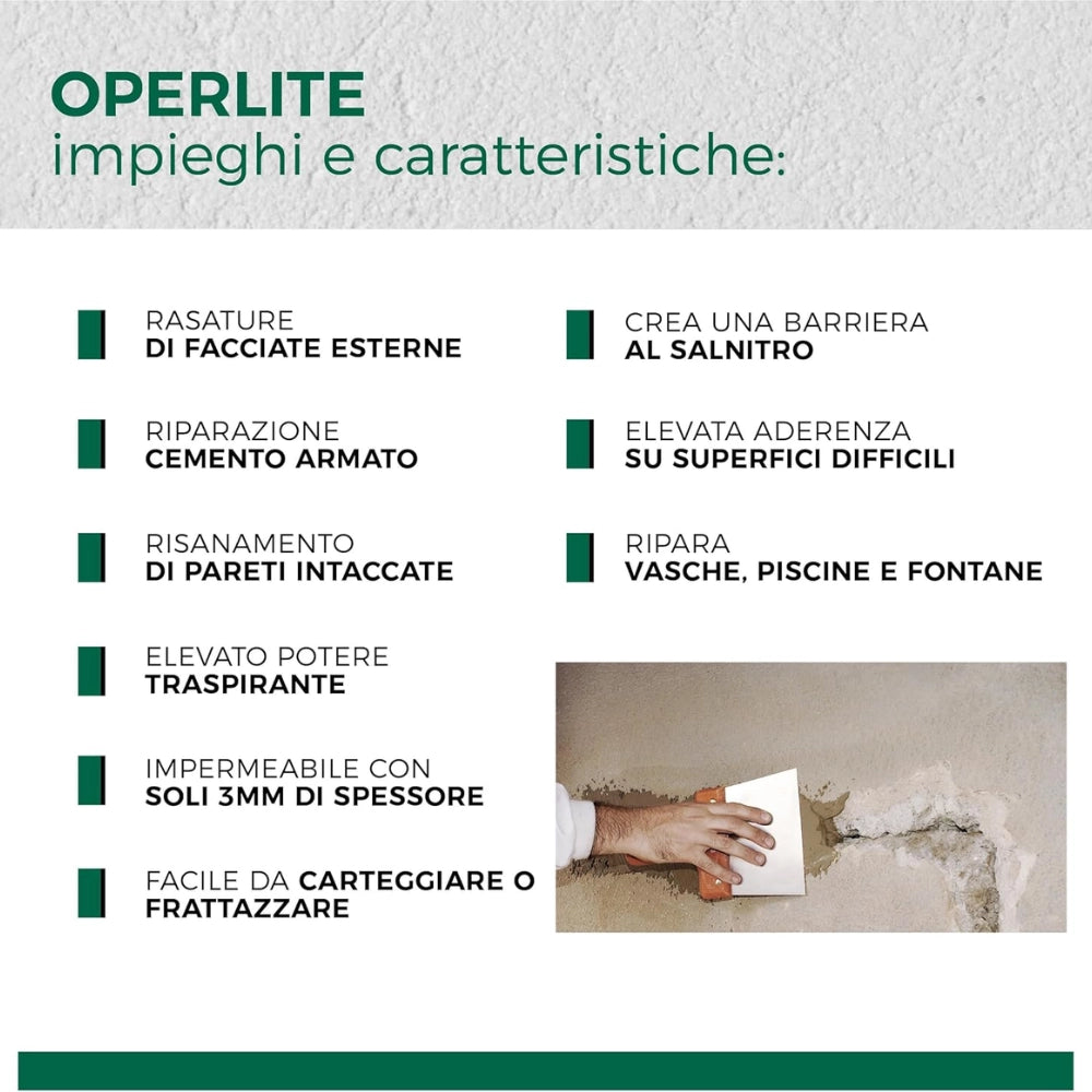 Aguaplast operlite stucco impermeabile risanante in polvere *** formato 5 kg, confezione 1
