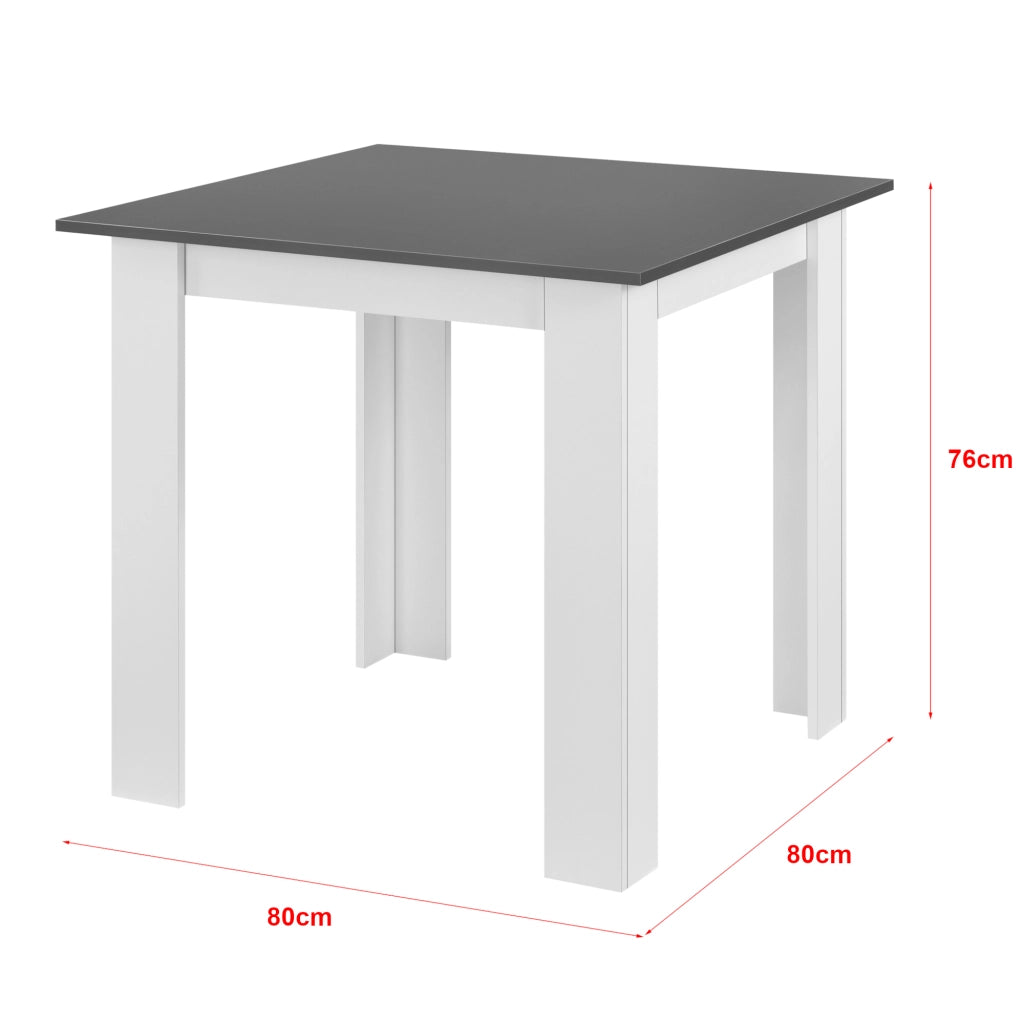 Tavolo da Pranzo con Piano Quadrato e Gambe a Forma di L 80 x 80 x 76cm Tavolo da Cucina in Design Moderno - Bianco/Grigio Scuro