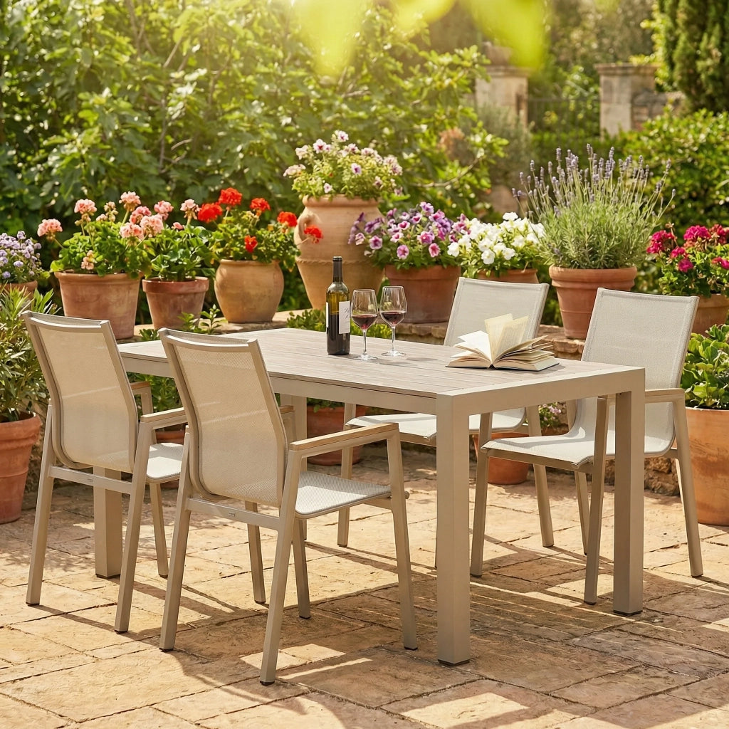 Tavolo da giardino Daro, alluminio e polywood, per esterno (160x90x75 cm)