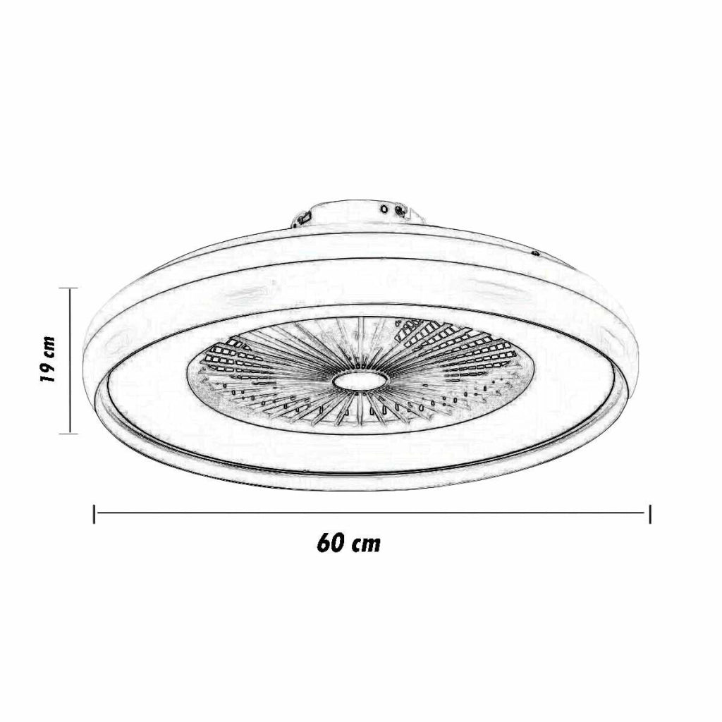 Plafoniera led 62W ventilatore 6 velocità CCT con telecomando e gestibile da APP cambia 3 tonalità luce bianca calda fredda