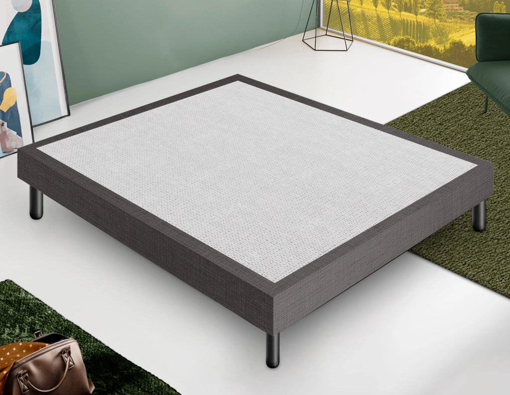 Letto Sommier Piazza e Mezza 120x200 Grigio Scuro Rivestito - Resistente fino a 120 Kg per Persona
