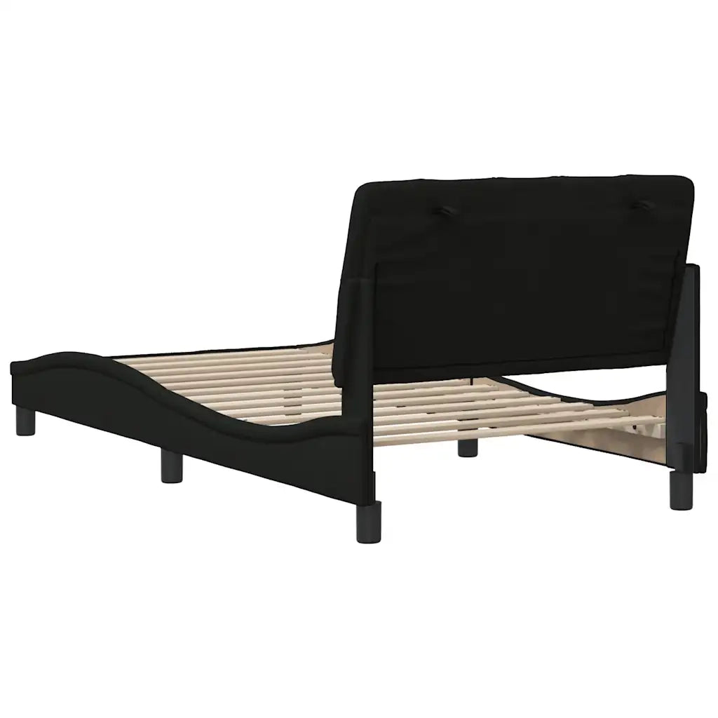 Letto singolo | Letto per adulti | Giroletto senza Materasso Nero 100x200 cm in Tessuto