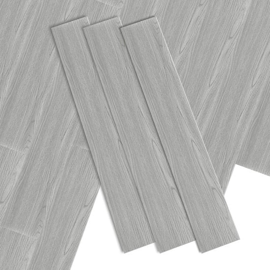 Pavimento in vinile PVC autofibroso 18 pezzi bianco eichen 91,5×15,2 cm