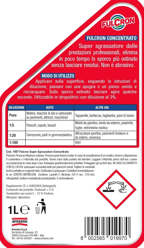 FULCRON SGRASSATORE CONCENTRATO AREXONS - LT 1- 12 pezzi
