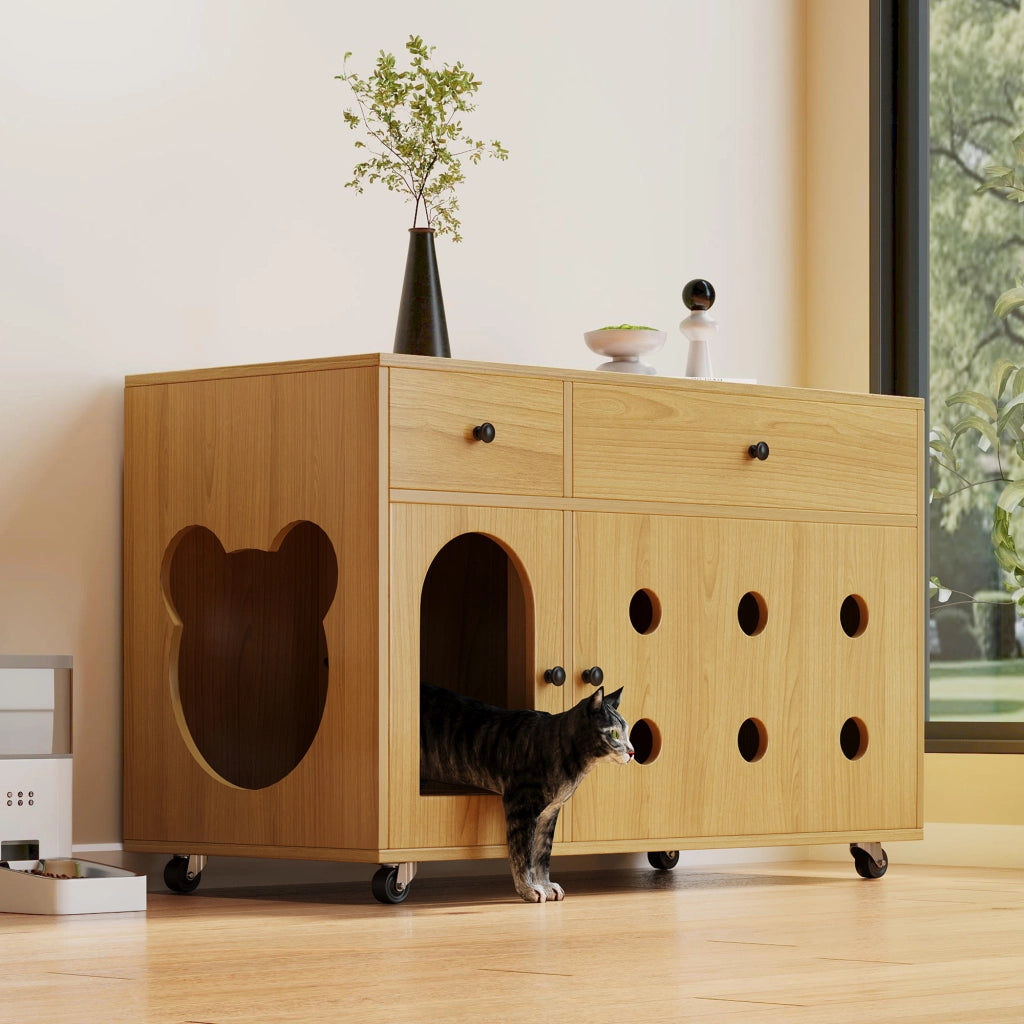 ARMADIO LETTIERA GATTI 100x45x66 cm in MDF Colore naturale