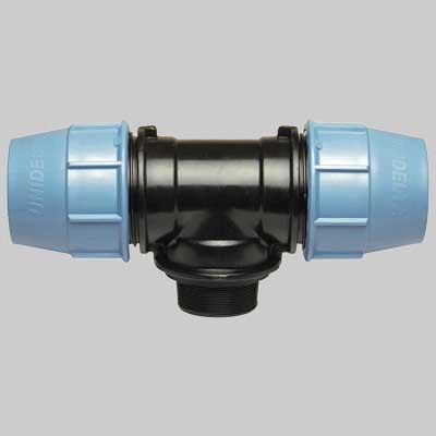 TEE 90  ° CON DERIVAZIONE MASCHIO PLASTICA  20 x 1/2     UNIDELTA