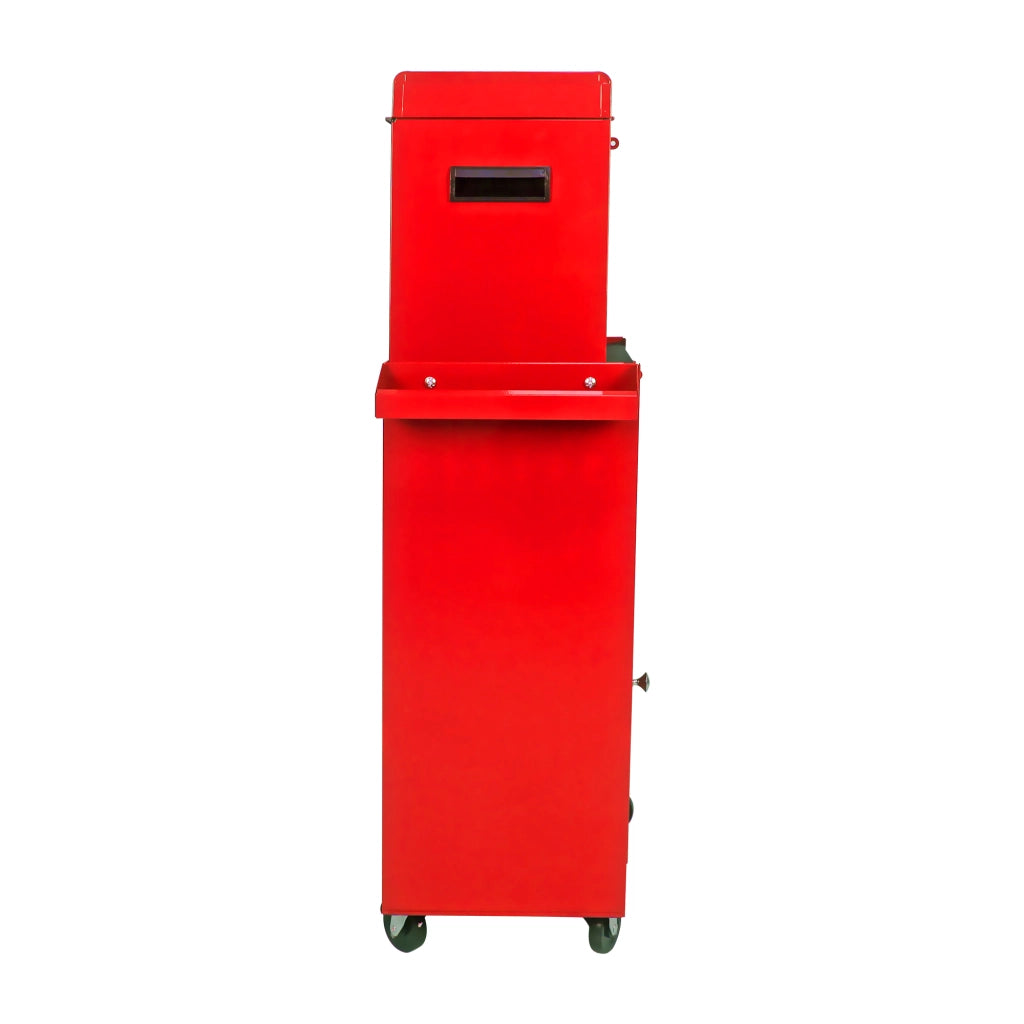 Mobile contenitore in acciaio con 5 cassetti, ruote e ripiano regolabile per garage e officina rosso 56,5 × 32,5 × 68 cm