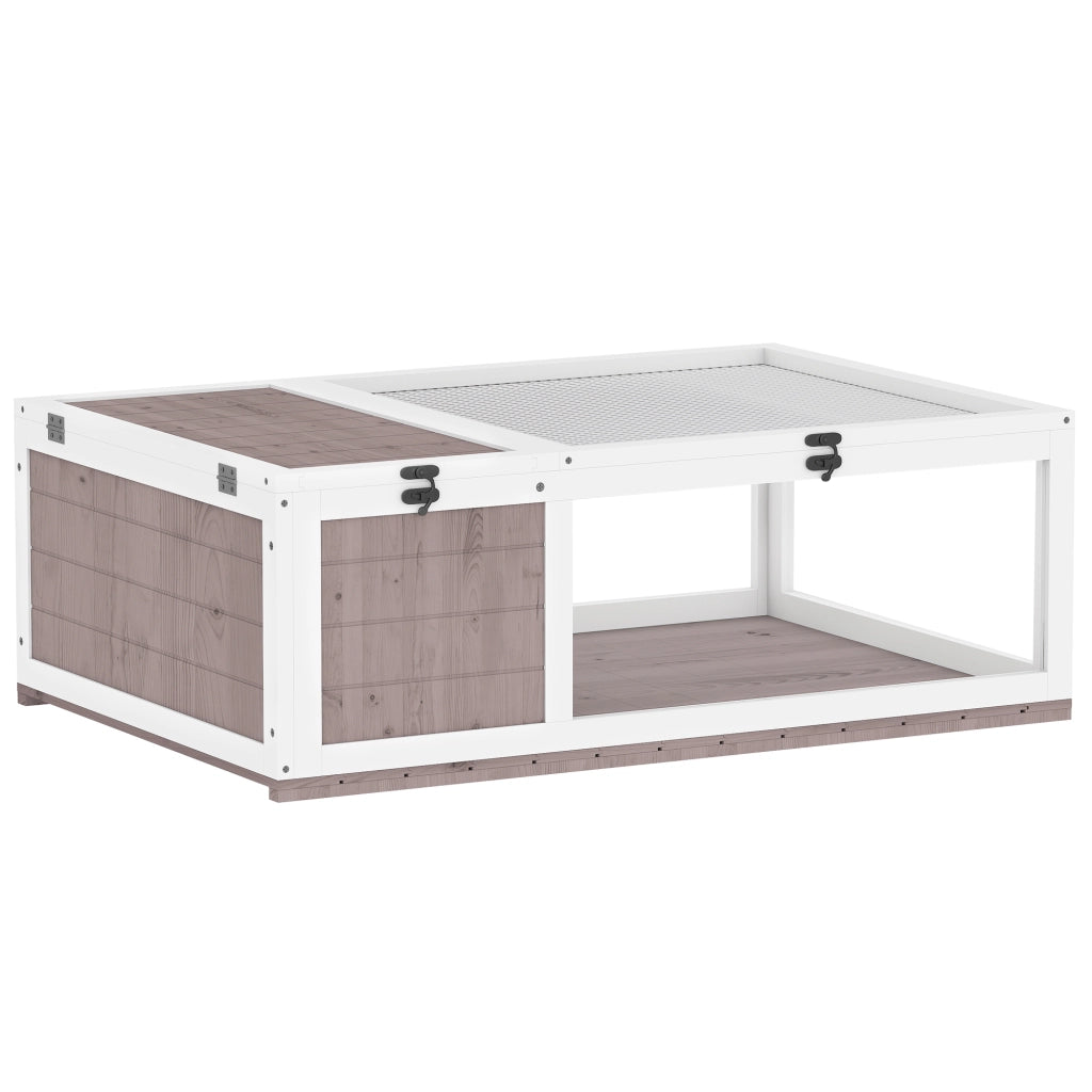 Casetta recinto habitat legno massello per tartarughe piccoli animali ¨C Xylo ¨C 91x60,5x32 cm marrone chiaro
