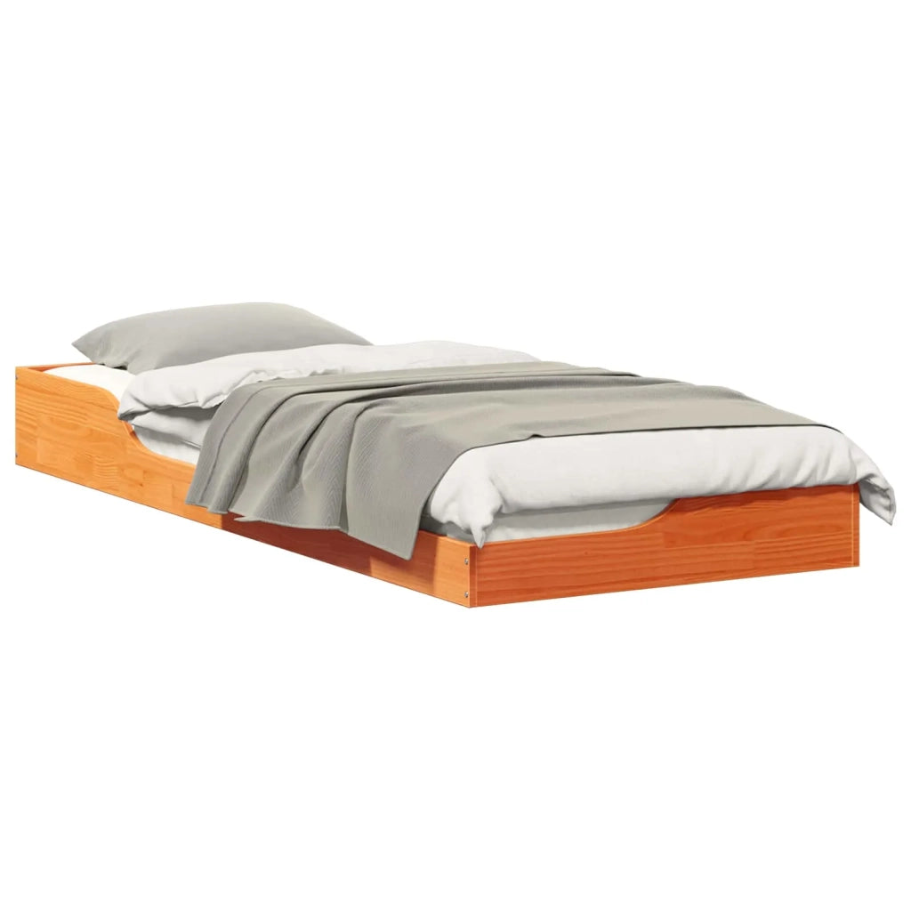 Letto singolo | Letto per adulti | Struttura del letto Marrone cerato 80 x 220 cm Pino massello